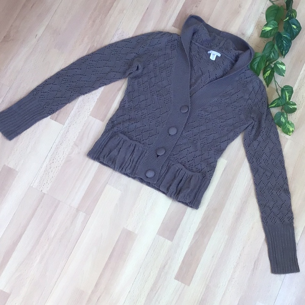 Urban Outfitters RARE Lux Crochet Granny Hooded Cardigan Sweater - Picture 2 of 12